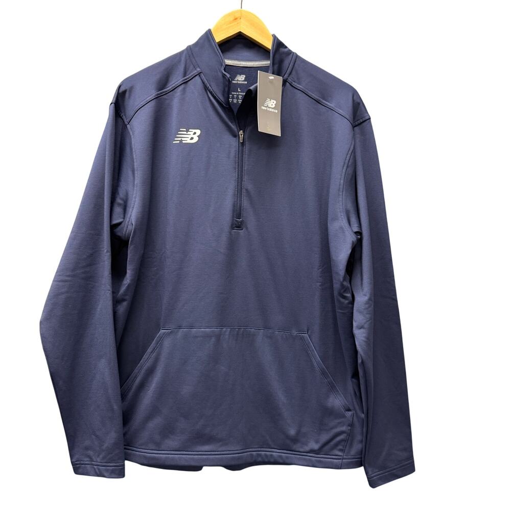 New Balance Jacket Navy Blue Midfield DRY Half 1/2 Zip Pullover Adult Large NEW
